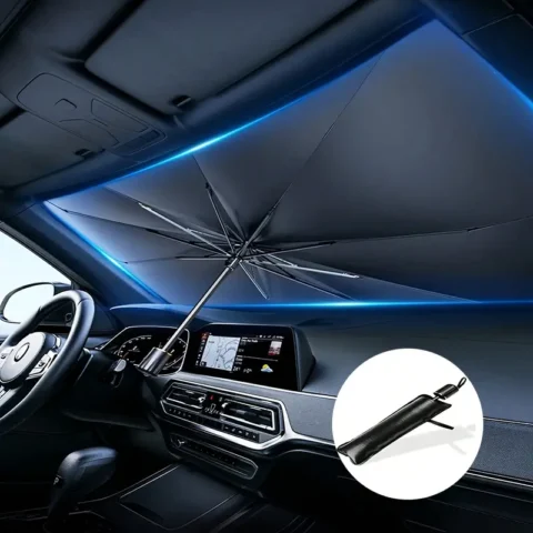 1pc Portable, Foldable Car Windshield Sunshade, Protect Your Car From The Sun, 140*80cm For SUV/Off-Road General, Black